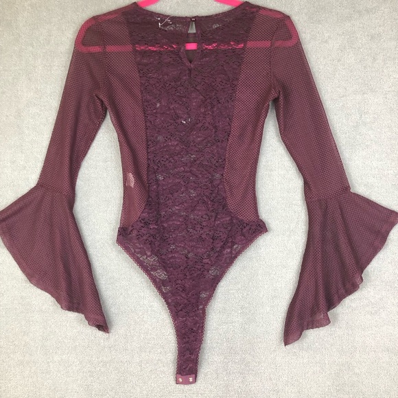 Honeypot dark plum Lace Bodysuit Lingerie One Piece Romantic size M - Picture 6 of 10